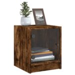 vidaXL Nočná skrinka so sklenenými dvierkami dymový dub 35x37x42 cm – Obrázok 4