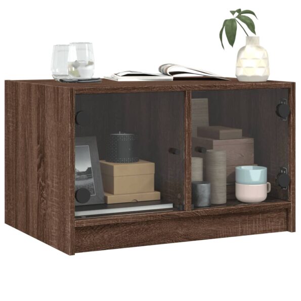 vidaXL Konferenčný stolík sklenené dvierka hnedý dub 68x50x42 cm – Obrázok 4