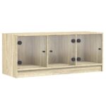 vidaXL TV skrinka so sklenenými dvierkami dub sonoma 102x37x42 cm – Obrázok 2