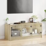 vidaXL TV skrinka so sklenenými dvierkami dub sonoma 102x37x42 cm – Obrázok 3