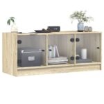 vidaXL TV skrinka so sklenenými dvierkami dub sonoma 102x37x42 cm – Obrázok 4