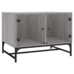vidaXL Konferenčný stolík sklenené dvierka sivý sonoma 68,5x50x50 cm – Obrázok 2