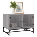 vidaXL Konferenčný stolík sklenené dvierka sivý sonoma 68,5x50x50 cm – Obrázok 3
