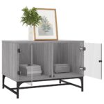 vidaXL Konferenčný stolík sklenené dvierka sivý sonoma 68,5x50x50 cm – Obrázok 4