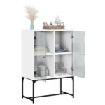 vidaXL Bočná skrinka so sklenenými dvierkami biela 69x37x100 cm – Obrázok 5