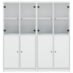 vidaXL Knižnica s dvierkami biela 136x37x142 cm kompozitné drevo – Obrázok 7