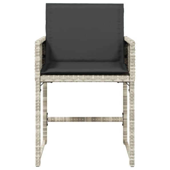 vidaXL Záhradné stoličky s vankúšmi 4 ks svetlosivé polyratan – Obrázok 5