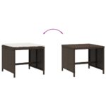 vidaXL Záhradné taburetky s vankúšmi 4 ks hnedé 41x41x36 cm polyratan – Obrázok 7