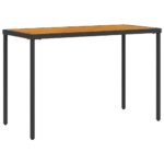 vidaXL Záhradný stôl s akáciovou doskou čierny 115x54x74 cm polyratan – Obrázok 2