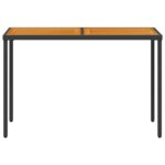 vidaXL Záhradný stôl s akáciovou doskou čierny 115x54x74 cm polyratan – Obrázok 4