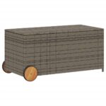 vidaXL Záhradný úložný box s kolieskami sivý 190 l polyratan – Obrázok 2