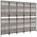 vidaXL Paraván 5 panelov hnedý polyratan – Obrázok 4