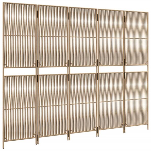 vidaXL Paraván 5 panelov béžový polyratan – Obrázok 4