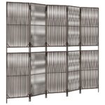 vidaXL Paraván 5 panelov hnedý polyratan – Obrázok 2