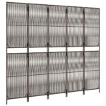 vidaXL Paraván 5 panelov hnedý polyratan – Obrázok 4