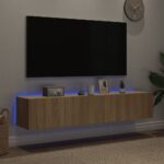 vidaXL TV nástenné skrinky s LED svetlami 2 ks dub sonoma 80x35x31 cm – Obrázok 3