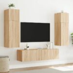 vidaXL TV nástenné skrinky s LED svetlami 2 ks dub sonoma 80x35x31 cm – Obrázok 5