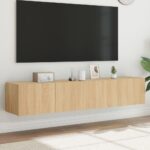 vidaXL TV nástenné skrinky s LED svetlami 2 ks dub sonoma 80x35x31 cm