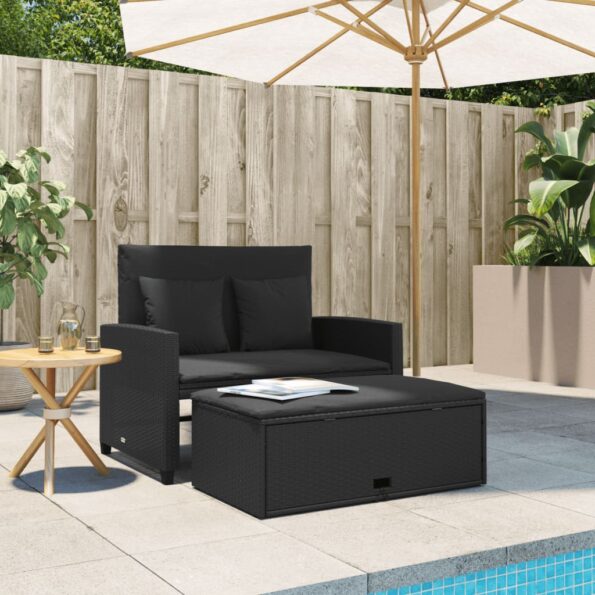 VXL8721012262324_g_en_hd_1.jpg vidaXL Záhradná pohovka s vankúšmi 2-miestna čierna polyrattan – Obrázok 3