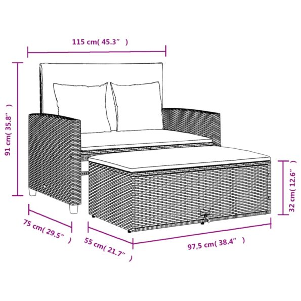 VXL8721012262324_g_en_hd_10.jpg vidaXL Záhradná pohovka s vankúšmi 2-miestna čierna polyrattan – Obrázok 12