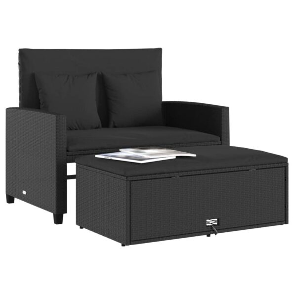 VXL8721012262324_g_en_hd_2.jpg vidaXL Záhradná pohovka s vankúšmi 2-miestna čierna polyrattan – Obrázok 4
