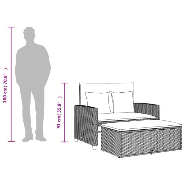 VXL8721012262324_g_en_hd_9.jpg vidaXL Záhradná pohovka s vankúšmi 2-miestna čierna polyrattan – Obrázok 11