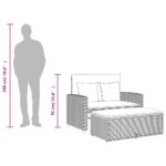 vidaXL Záhradná pohovka s podložkami 2-miestna čierna polyratan+akácia – Obrázok 11