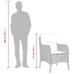 vidaXL Záhradné stoličky s podložkami 2 ks béžové polyratan – Obrázok 9