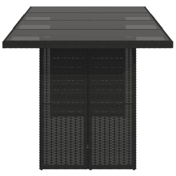 vidaXL Záhradný stôl so sklenenou doskou čierny 190x80x74 cm polyratan – Obrázok 4