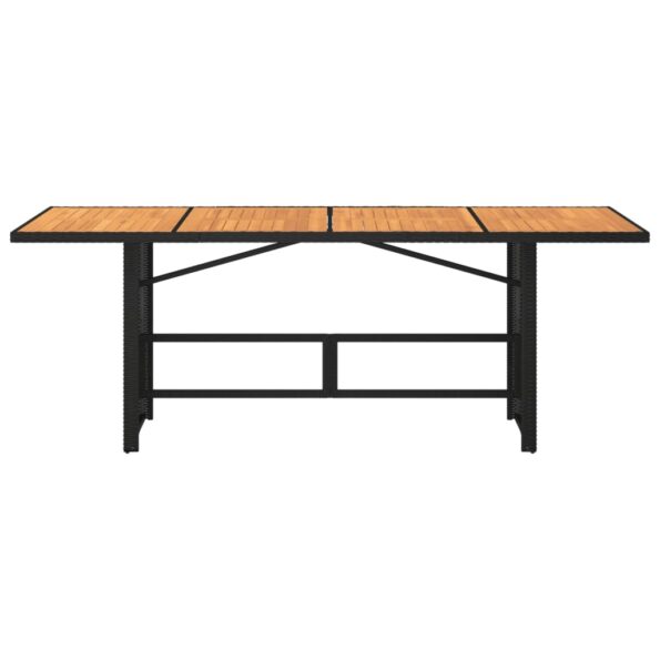 vidaXL Záhradný stôl s akáciovou doskou čierny 190x80x74 cm polyratan – Obrázok 6