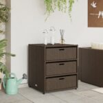 vidaXL Záhradná úložná skriňa hnedá 55x59x69 cm polyratan – Obrázok 3