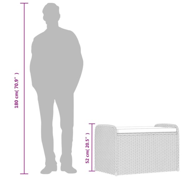 vidaXL Úložná lavička s vankúšom sivá 80x51x52 cm polyratan – Obrázok 10