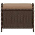 vidaXL Záhradná taburetka s vankúšom hnedá 58x46x46 cm polyratan – Obrázok 4