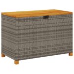 vidaXL Záhradný úložný box sivý 110x55x63 cm polyratan akáciové drevo – Obrázok 2