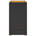 vidaXL Záhr. príručný stôl drevená doska čierny 100x40x75 cm polyratan – Obrázok 5