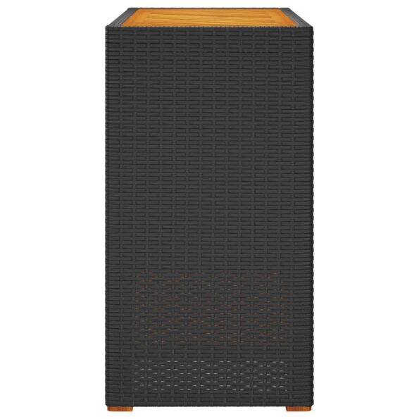 vidaXL Záhr. príručný stôl drevená doska čierny 100x40x75 cm polyratan – Obrázok 5