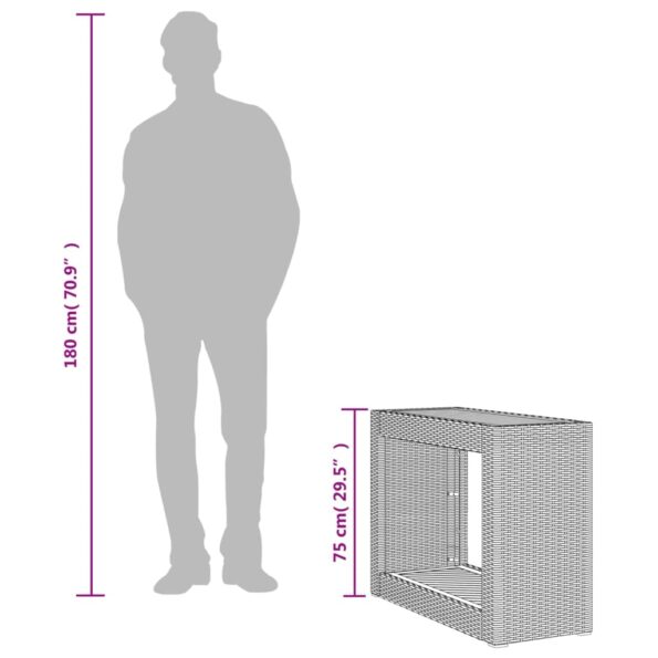vidaXL Záhr. príručný stôl drevená doska čierny 100x40x75 cm polyratan – Obrázok 10