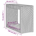 vidaXL Záhr. príručný stôl drevená doska čierny 100x40x75 cm polyratan – Obrázok 11