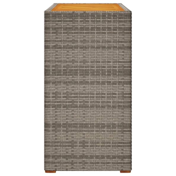 vidaXL Záhrad. príručný stôl drevená doska sivý 100x40x75 cm polyratan – Obrázok 5