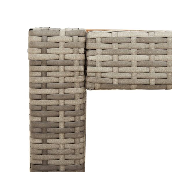 vidaXL Záhrad. príručný stôl drevená doska sivý 100x40x75 cm polyratan – Obrázok 9