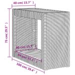 vidaXL Záhrad. príručný stôl drevená doska sivý 100x40x75 cm polyratan – Obrázok 11