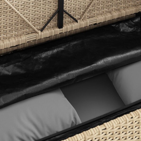 vidaXL Záhradná lavička s podložkami béžová polyratan – Obrázok 9