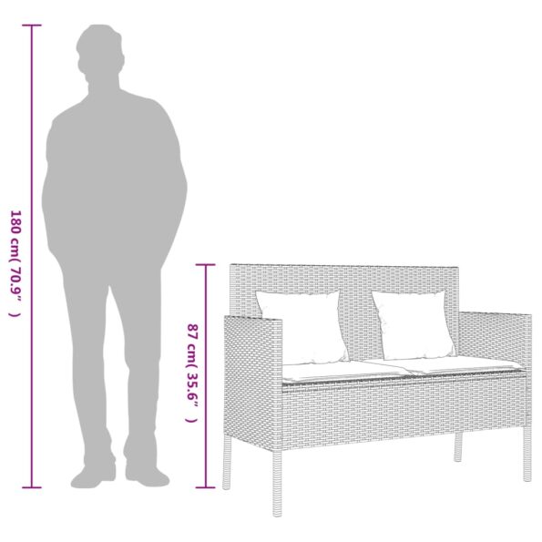 vidaXL Záhradná lavička s podložkami, béžová, polyratan – Obrázok 11