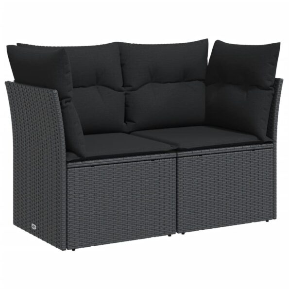 VXL8721012333482_a_en_hd_1.jpg vidaXL Záhradná pohovka s vankúšmi 2-miestna čierna polyrattan – Obrázok 2
