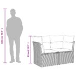 vidaXL Záhradná pohovka s vankúšmi 2-miestna čierna polyrattan – Obrázok 8