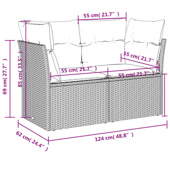 VXL8721012333482_g_en_hd_7.jpg vidaXL Záhradná pohovka s vankúšmi 2-miestna čierna polyrattan – Obrázok 9