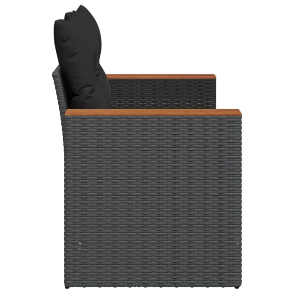 vidaXL Záhradná pohovka s vankúšmi 2-miestna čierna polyrattan – Obrázok 5