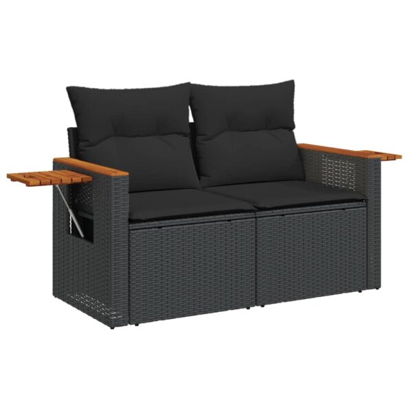 VXL8721012333796_a_en_hd_1.jpg vidaXL Záhradná pohovka s vankúšmi 2-miestna čierna polyrattan – Obrázok 2