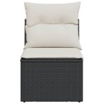 vidaXL Záhradná pohovka bez opierok rúk s vankúšmi čierna polyratanová – Obrázok 4