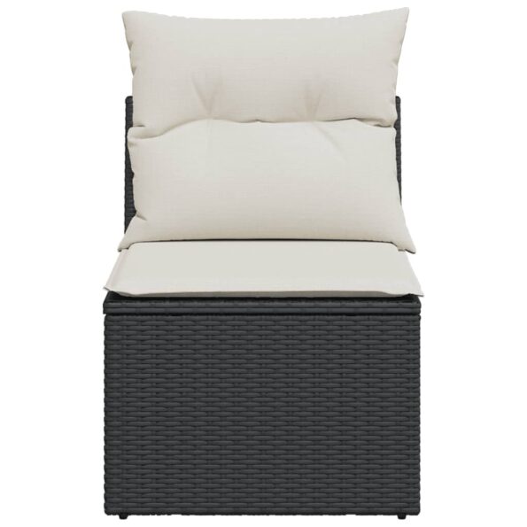 vidaXL Záhradná pohovka bez opierok rúk s vankúšmi čierna polyratanová – Obrázok 4